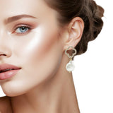 107863, PAVE CUTOUT CLOVER WITH FRESHWATER PEARL EARRING