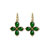 Faceted Teardrop Clover Earrings – Gold/Green · EW20108GRN_WT EW20108 GRN