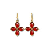 Faceted Teardrop Clover Earrings – Gold/Red · EW20108RED_WT EW20108 RED