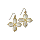 Faceted Teardrop Clover Earrings – Gold/White · EW20108WHT_WT EW20108 WHT
