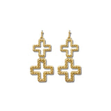 Textured Double Cross Drop Earrings – Gold · EW3676GD_WT EW3676 GD