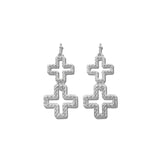Textured Double Cross Drop Earrings – Silver · EW3676SV_WT EW3676 SV