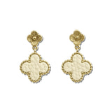 Faux Leather Clover Drop Earrings – Gold/Ivory · EW72247IV_WT EW72247 IV