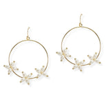 107194, TRIPLE CLOVER PEARL ACCENT ROUND DANGLE EARRING