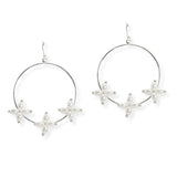 107194, TRIPLE CLOVER PEARL ACCENT ROUND DANGLE EARRING