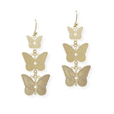 107190, TRIPLE BUTTERFLY DROP DANGLE EARRING