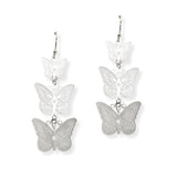 107190, TRIPLE BUTTERFLY DROP DANGLE EARRING