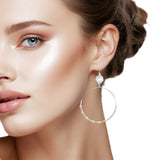 107196, CLOVER ACCENT PEARL BEADED ROUND DANGLE EARRING