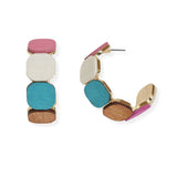 107187, GEOMETRIC WOOD HOOP EARRING
