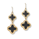 107366, CLOVER WOOD ACCENT DANGLE EARRING