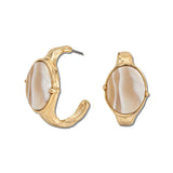 Marbled Stone Hammered Hoop Earrings – Gold/Ivory · EW73079IV_WT EW73079 IV
