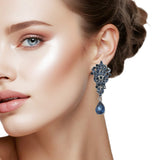 107410, MARQUISE ROUND CRYSTAL RHINESTONE DANGLE EARRING