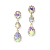 107389, TEARDROP OVAL RHINESTONE DANGLE EARRING
