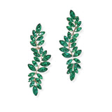 107407, LEAF BRANCH RHINESTONE DANGLE EARRING