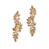 107407, LEAF BRANCH RHINESTONE DANGLE EARRING