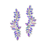 107407, LEAF BRANCH RHINESTONE DANGLE EARRING