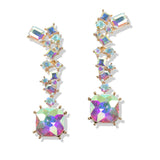 107406, SQUARE GEOMETRIC RHINESTONE ACCENT DANGLE EARRING