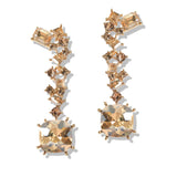 107406, SQUARE GEOMETRIC RHINESTONE ACCENT DANGLE EARRING