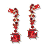 107406, SQUARE GEOMETRIC RHINESTONE ACCENT DANGLE EARRING