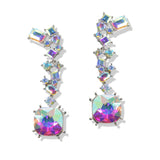 107406, SQUARE GEOMETRIC RHINESTONE ACCENT DANGLE EARRING