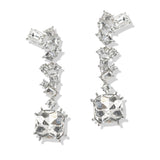 107406, SQUARE GEOMETRIC RHINESTONE ACCENT DANGLE EARRING