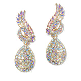 107408, TEARDROP WING CRYSTAL RHINESTONE DANGLE EARRING