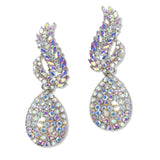 107408, TEARDROP WING CRYSTAL RHINESTONE DANGLE EARRING