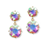 107388, ROUNDED SQUARE RHINESTONE DANGLE EARRING