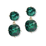 107388, ROUNDED SQUARE RHINESTONE DANGLE EARRING