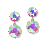 107388, ROUNDED SQUARE RHINESTONE DANGLE EARRING