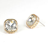98481, SQUARE STUD WITH SIDE SMALL STONE EARRING
