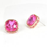 98481, SQUARE STUD WITH SIDE SMALL STONE EARRING