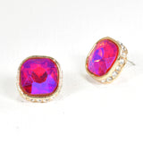 98481, SQUARE STUD WITH SIDE SMALL STONE EARRING