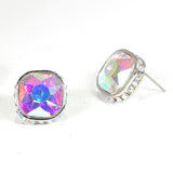 98481, SQUARE STUD WITH SIDE SMALL STONE EARRING