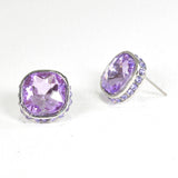 98481, SQUARE STUD WITH SIDE SMALL STONE EARRING