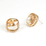 98481, SQUARE STUD WITH SIDE SMALL STONE EARRING
