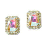 108720, GEOMETRIC RECTANGLE RHINESTONE STUD EARRING