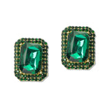 108721, GEOMETRIC RECTANGLE RHINESTONE STUD EARRING