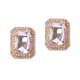 108721, GEOMETRIC RECTANGLE RHINESTONE STUD EARRING