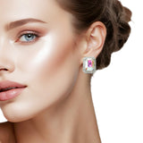 108720, GEOMETRIC RECTANGLE RHINESTONE STUD EARRING