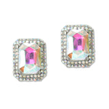 108720, GEOMETRIC RECTANGLE RHINESTONE STUD EARRING