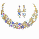 107643, FLORAL RHINESTONE EVENING NECKLACE SET