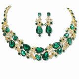 107643, FLORAL RHINESTONE EVENING NECKLACE SET