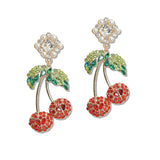 107701, BLING RHINESTONE CHERRY DANGLE EARRING