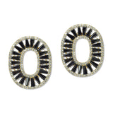108673, BAGUETTE RHINESTONE ACCENT OVAL SHAPE EARRING