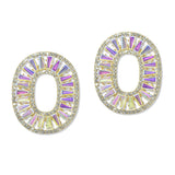 108672, BAGUETTE RHINESTONE ACCENT OVAL SHAPE EARRING