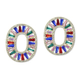 108673, BAGUETTE RHINESTONE ACCENT OVAL SHAPE EARRING