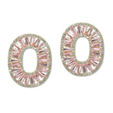 108673, BAGUETTE RHINESTONE ACCENT OVAL SHAPE EARRING