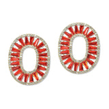 108673, BAGUETTE RHINESTONE ACCENT OVAL SHAPE EARRING