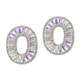 108672, BAGUETTE RHINESTONE ACCENT OVAL SHAPE EARRING